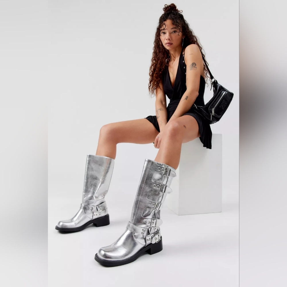 NIB Urban Outfitters Azalea Wang Buckled Up Moto Boot
